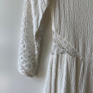 Robe Bohème Free People 'Nomad' Blanche Taille M - Manches Longues, Motif Pintucked, Neuve Avec étiquettes
